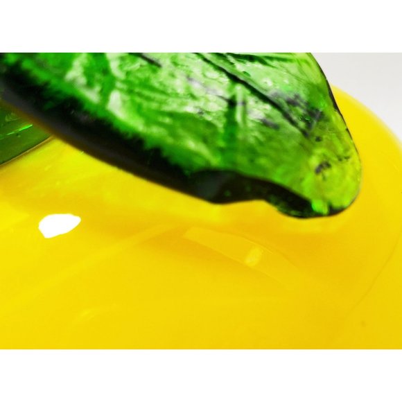 Art Glass VTG Murano Style Hand Blown Lot/2 Yellow Apples Fruit Paperweight - Picture 8 of 8